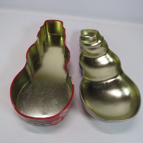 Snowman Shaped Metal Candy Tin, Great Condition, Bright Primary Colors - Picture 6 of 8